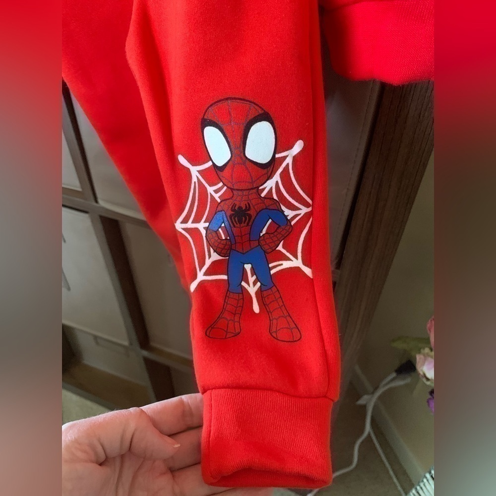 MARVEL Spider Man Comic Sweatshirt Jogger Pajama Set Fleece Crew Neck NWT - Picture 9 of 10